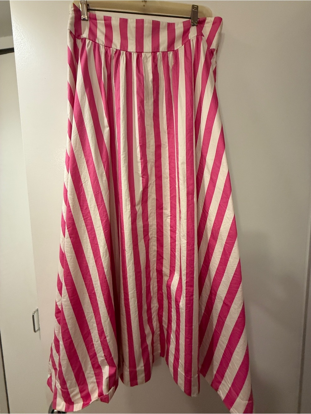Boden Pink and White Striped High Waist Maxi Skirt with Pockets